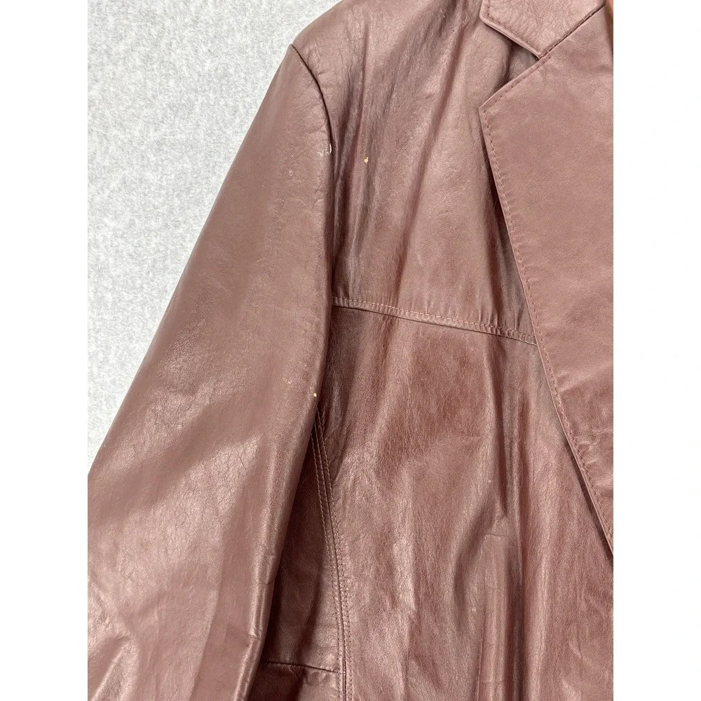 Vintage Sears The Leather Shop Brown Leather Blazer Jacket 46R Men's